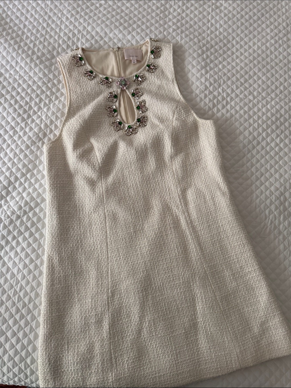 cinq a sept Cream Sleeveless Embellished Shift Dress,new,size 6